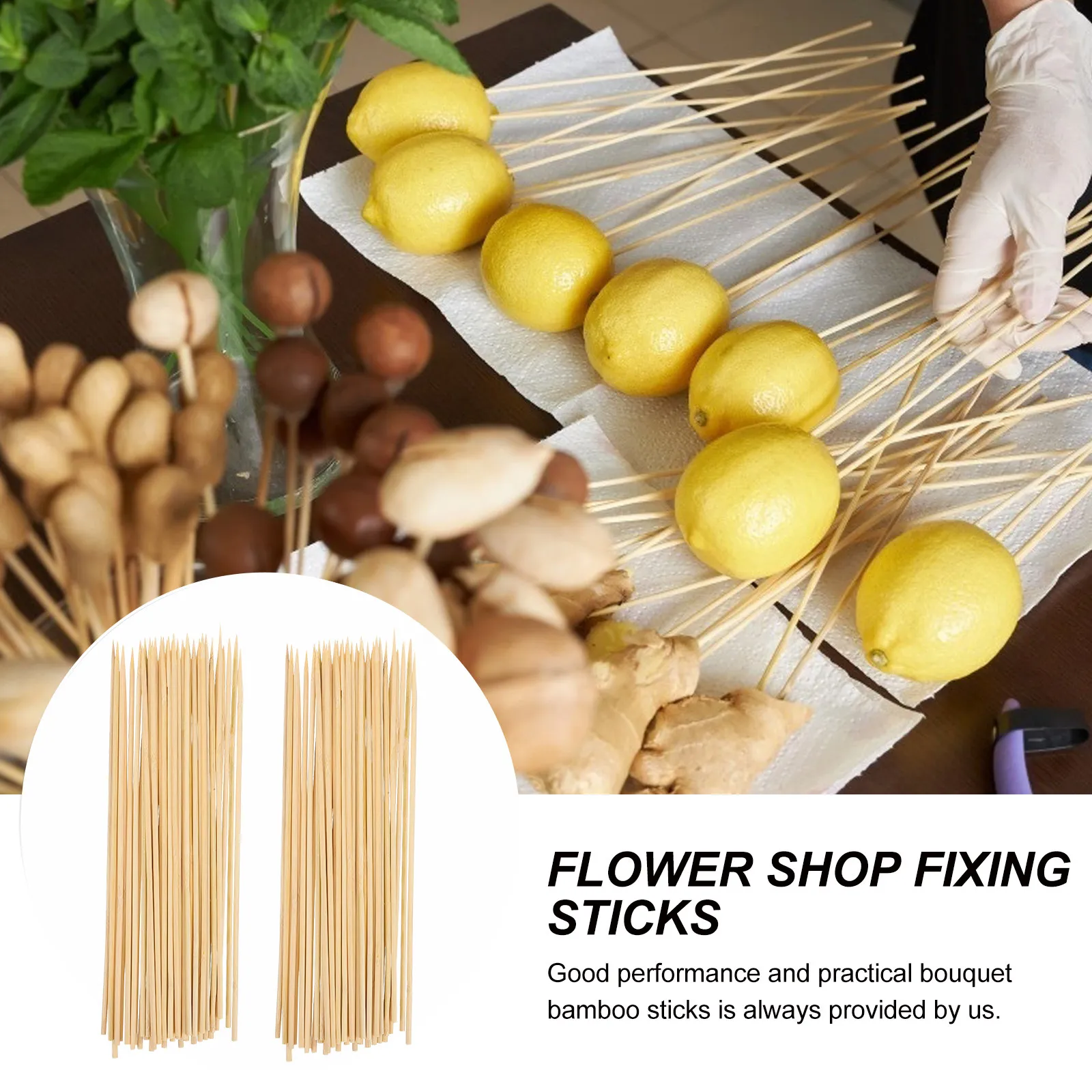 120Pcs 꽃 꽃다발 고정 스틱 대나무 DIY 포장 재료 발렌타인 기념일 결혼식을위한 꽃 픽 카드 홀더