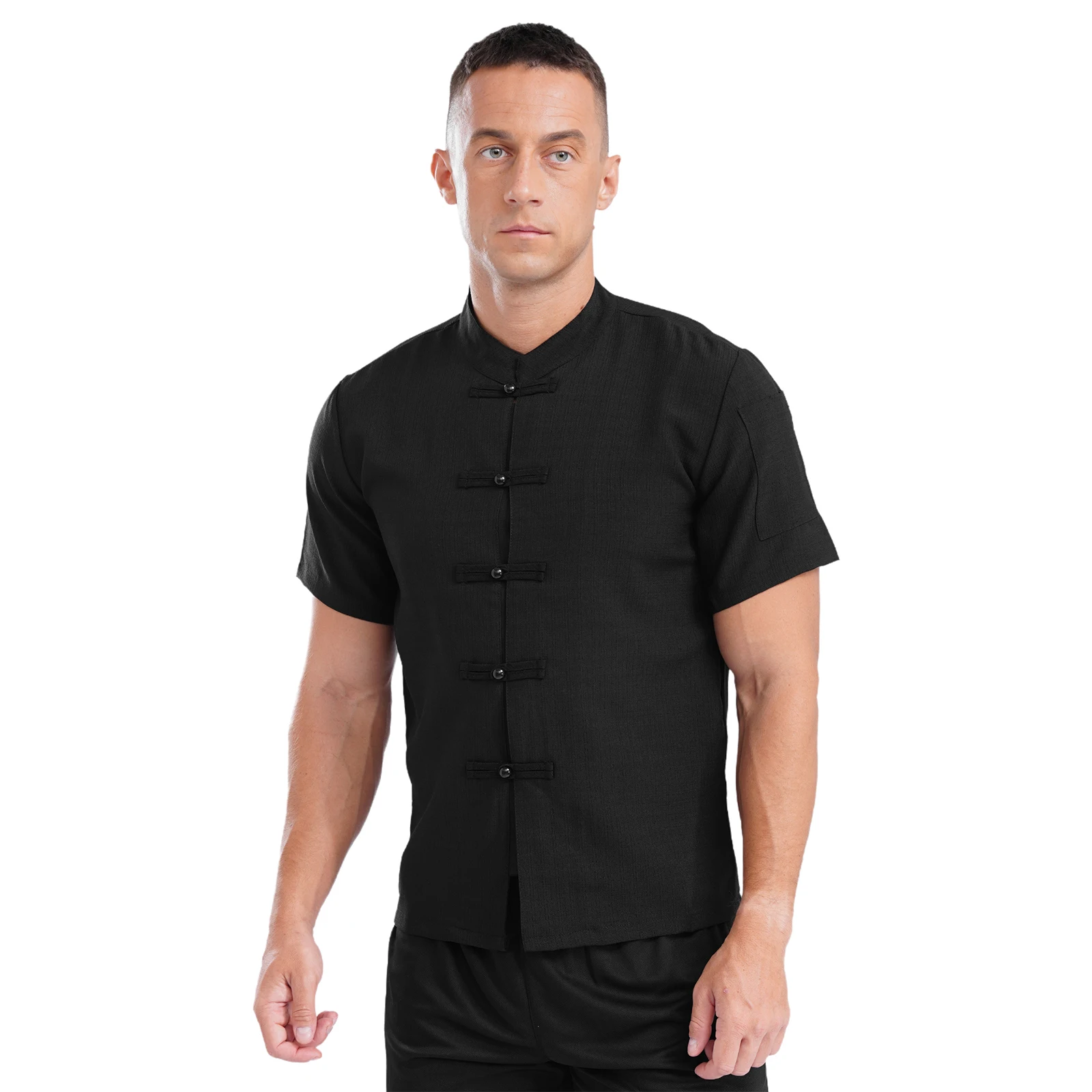 thumbnail image 1 of Chaqueta de Chef de lino y algodón para hombre y mujer, camisa de cocinero con cuello mandarín chino, uniforme de cocina y restaurante, Unisex, 1 of 5