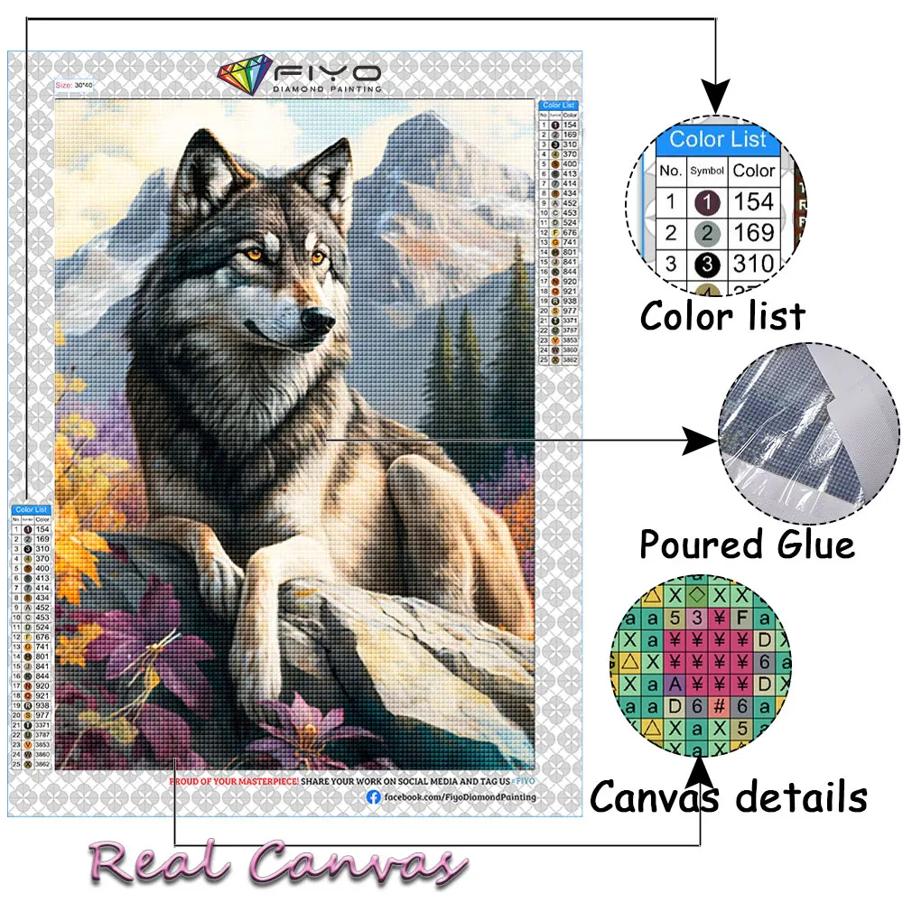 5D Diy Diamond Art Dream Wolf Diamond Painting Kits Animals