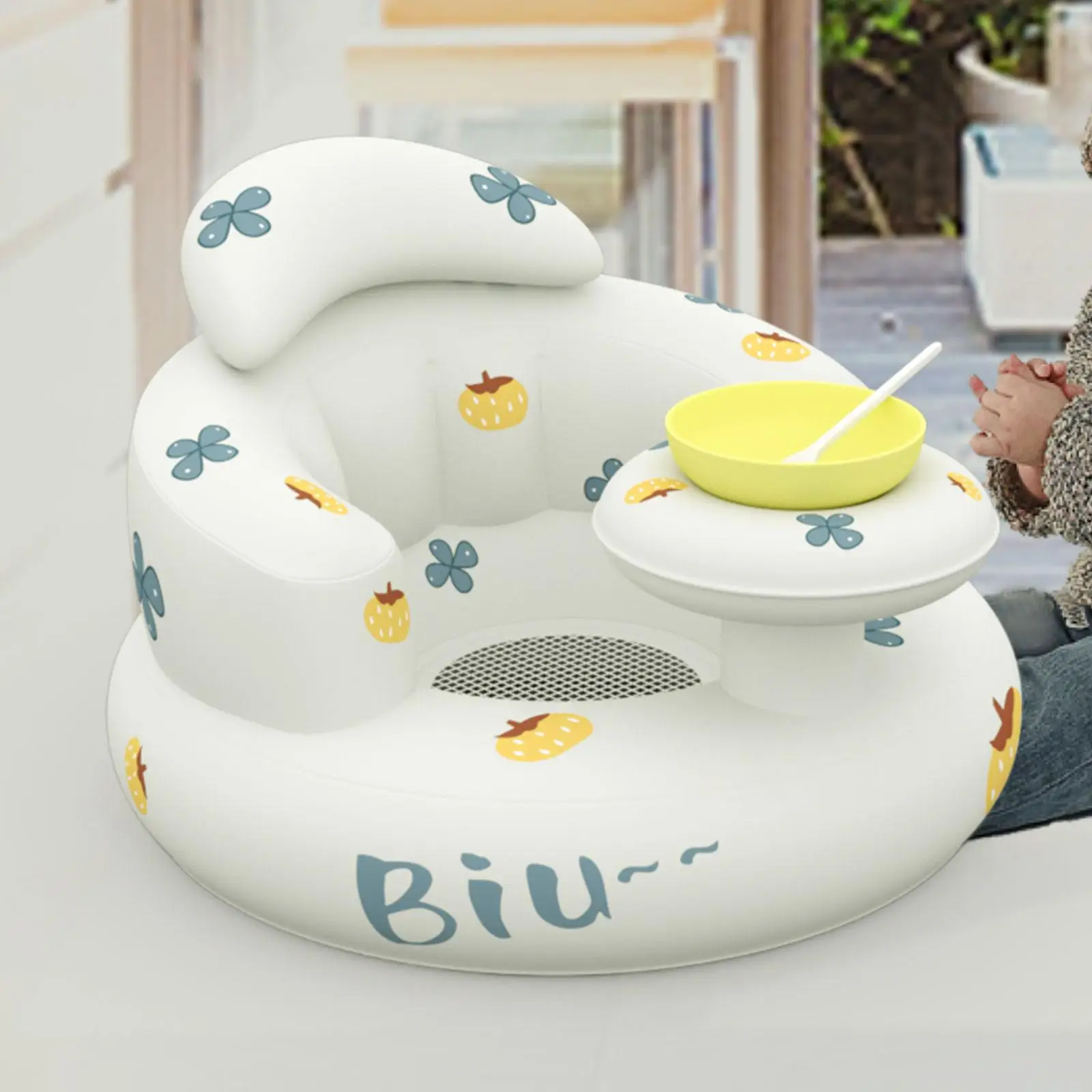 

Baby Inflatable Seat for 3 Months and up Baby Feeding Chair Bath Chairs Portable Floor Seater Built in Air Pump Baby Chair Seat