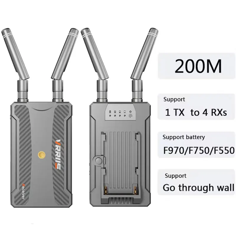 200m Wireless Extender kit Support NP-F Battery HDMI-Compatible Video Transmitter and Receiver for Videographer Photographer