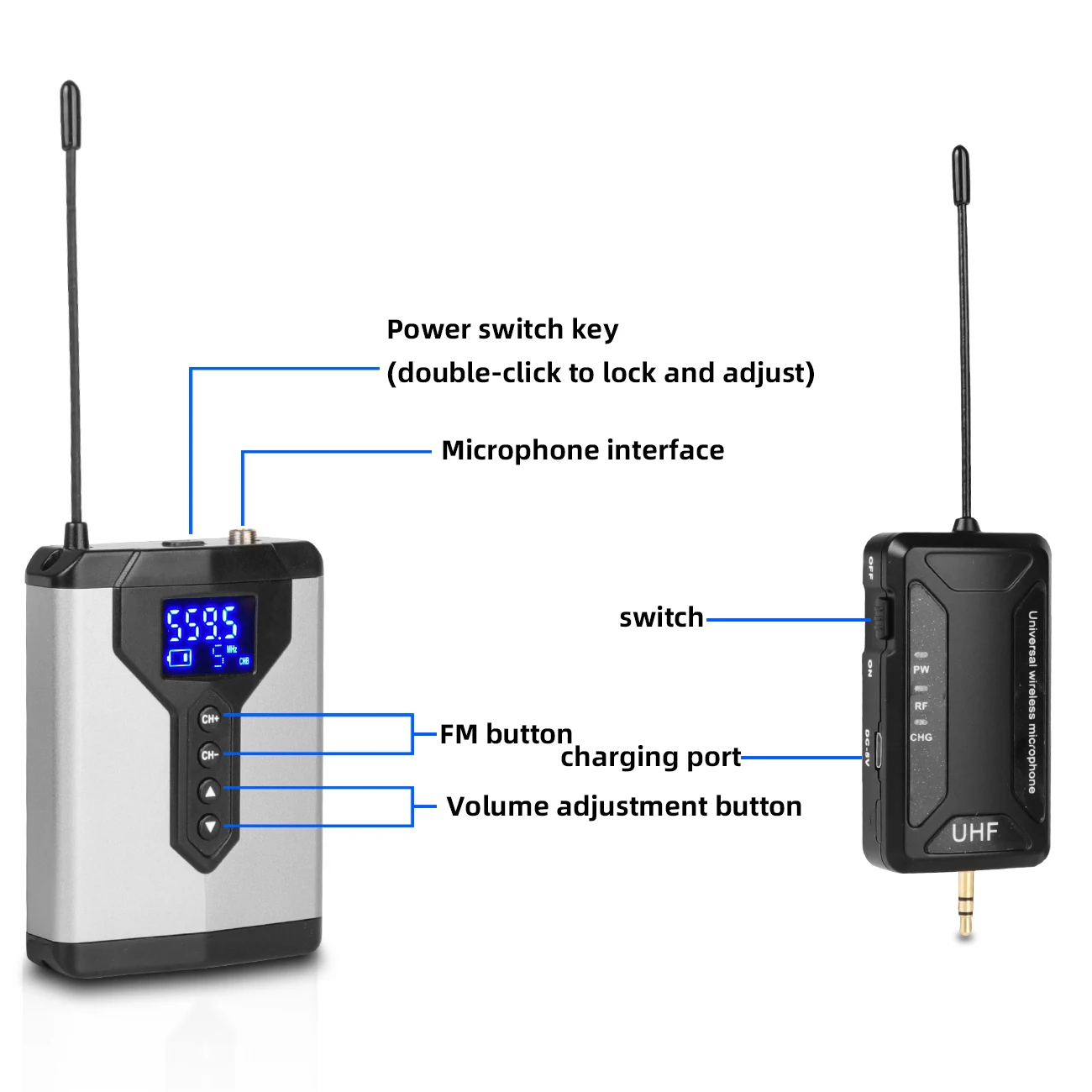 Depusheng-wireless Lavalier Lapel Microfone System q6 q7 Uhf Mini Head Wear Mic Transmissor Bodypack para Professor Repórter - Image 3