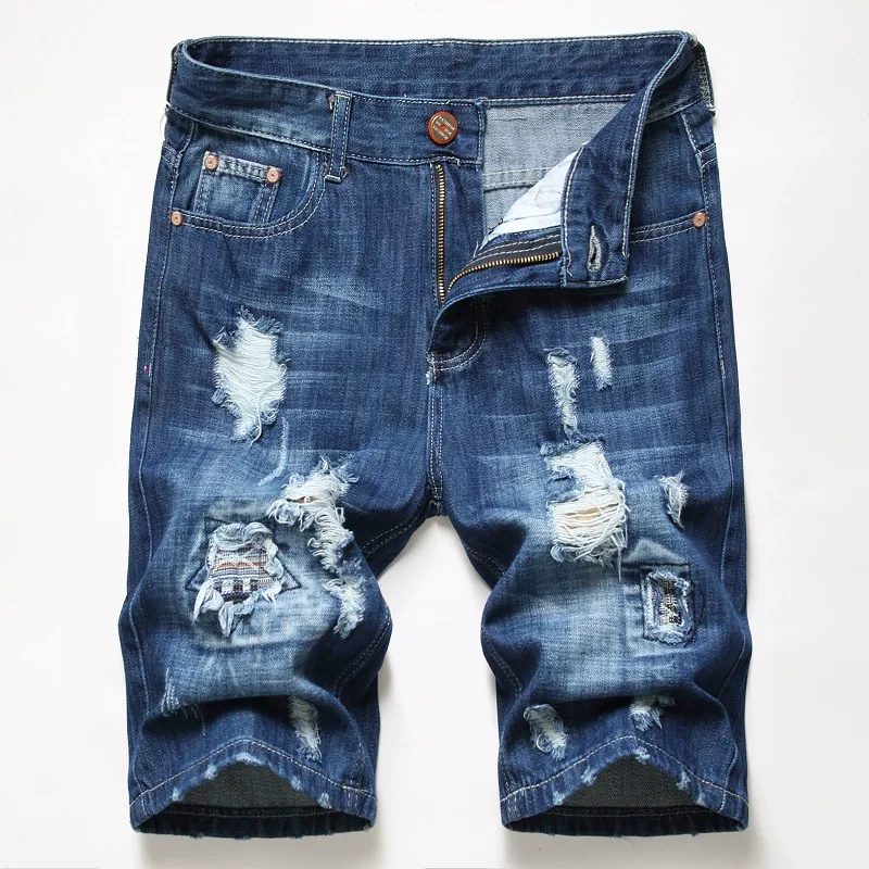 Men's Stretchy Short Jeans Fashion Casual Slim Fit Elastic Denim Shorts Male Summer Clothes