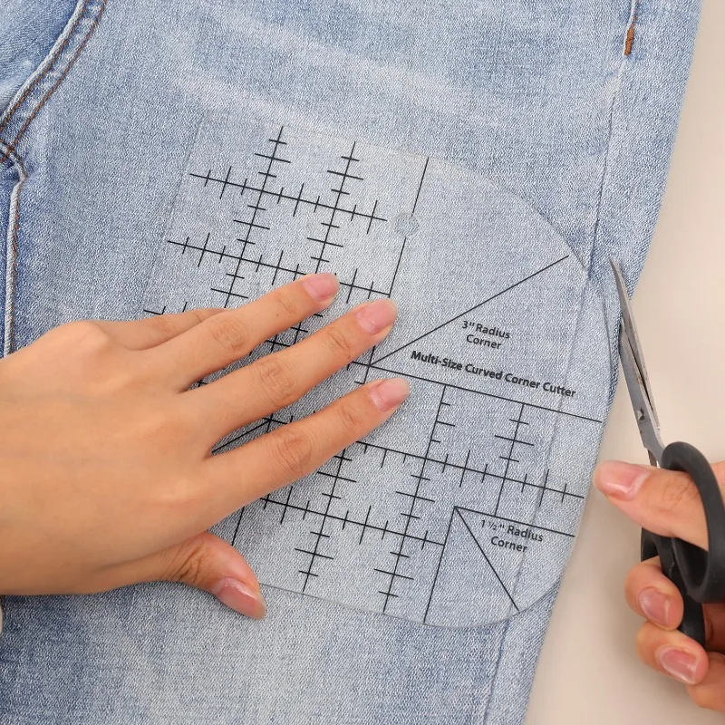 둥근 모서리가 있는 아크릴 재봉 자, 곡선 모서리 커터 자, 다기능 의류 재봉 템플릿, 패치워크 도구