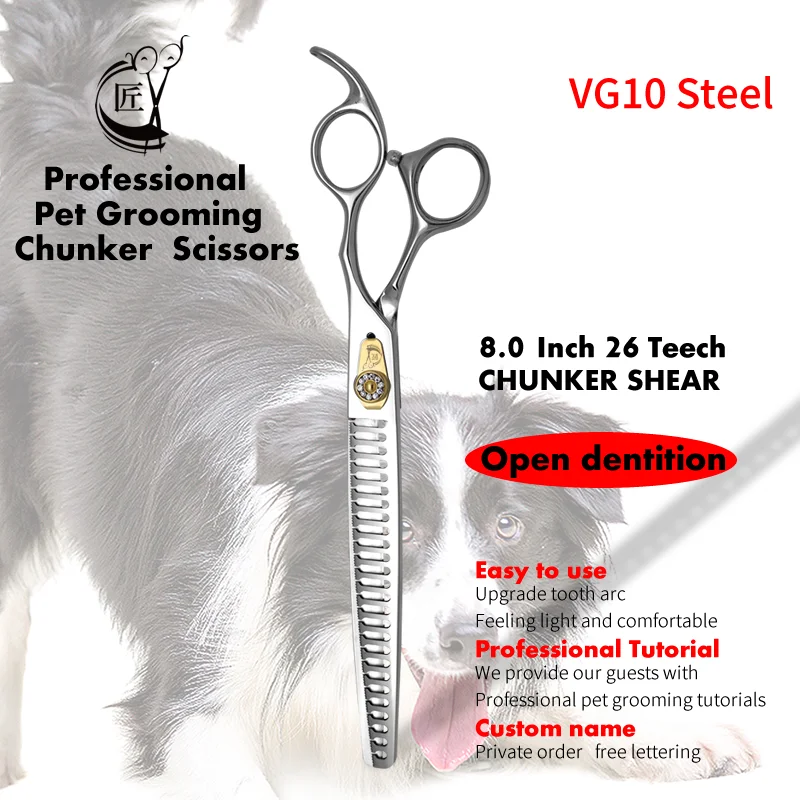 Crane Vg10 Steel 8 Inch Pet Dog Grooming Scissors Thinning Shears For