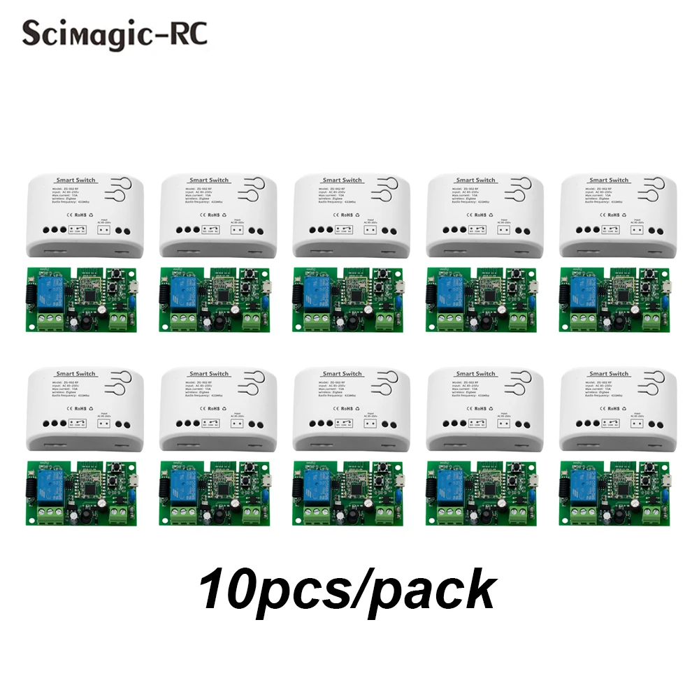 

10pcs Zigbee Tuya Smart Relay Module 1CH 12V 24V AC 220V RF433Mhz Remote Control Light Switch Breaker Work With Alexa ZIGBEE HUB