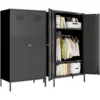 2 Door Metal Wardrobe Storage Cabinet with Hanging Rod and 2 Freely Adjustable Shelves Kids Tall Metal Armoire Closet for Kids 1