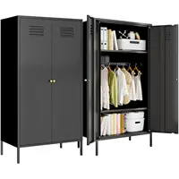 2 Door Metal Wardrobe Storage Cabinet with Hanging Rod and 2 Freely Adjustable Shelves Kids Tall Metal Armoire Closet for Kids 1
