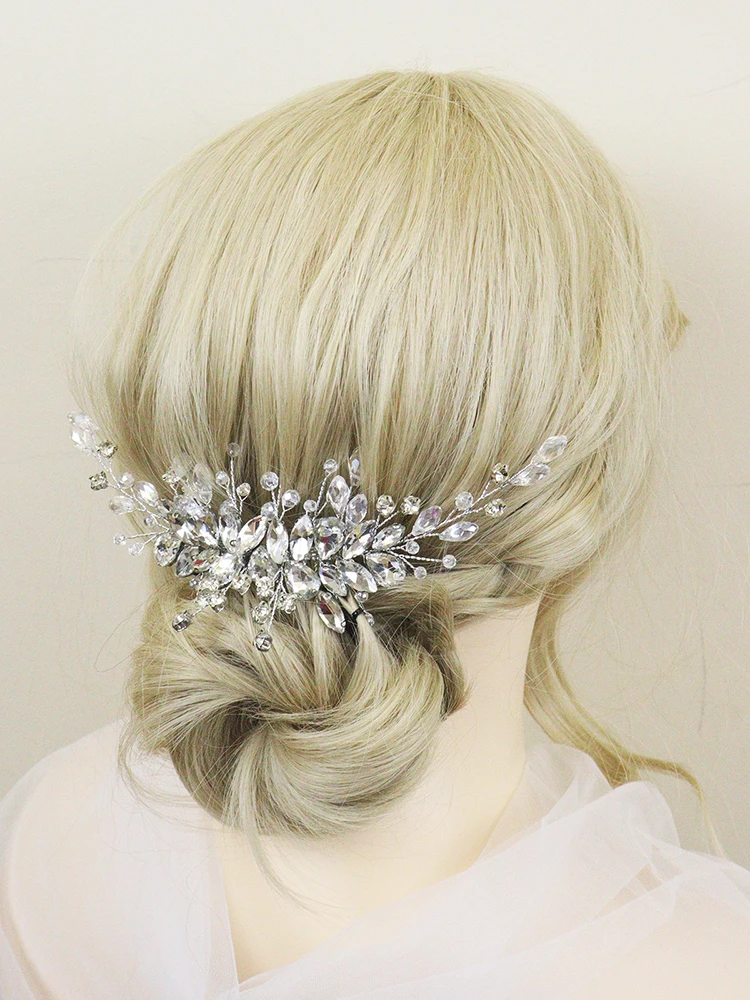 Pettinino Capelli Sposa Rosa Di Raso Pettine Per Capelli Da Sposa In Cristallo, Fiore Di Perle, Vite Cerchietto Teschio Messicano Fermagli Per Capelli Eleganti