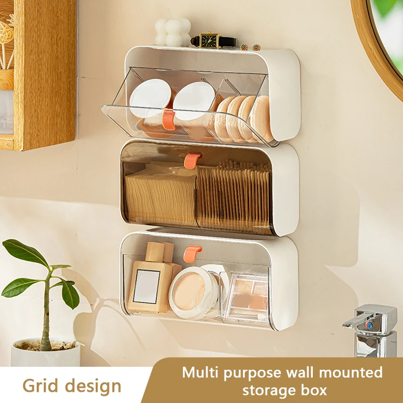 

Многофункциональные Пластиковые Настенные ящики для хранения, пыленепроницаемый органайзер для ванной комнаты, для ватных тампонов, косметический держатель для макияжа и духов