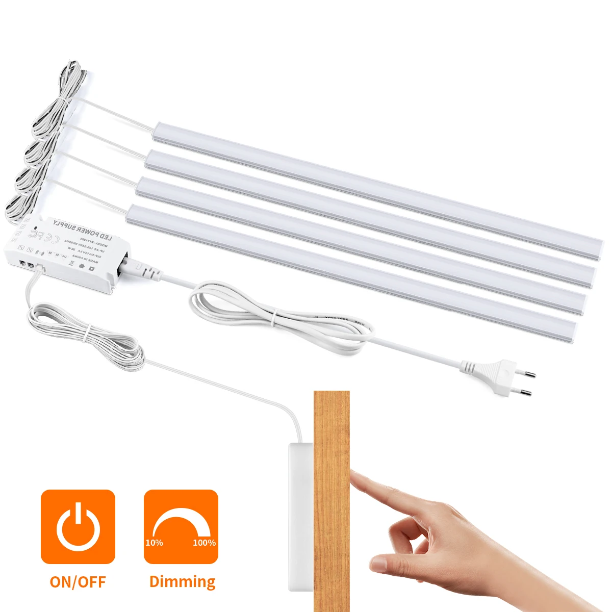 LED alluminio Hand Sweep Sensor interruttore tattile penetrabile luci a LED dimmerabili in legno Bar armadio da cucina armadio lampada da notte per armadio