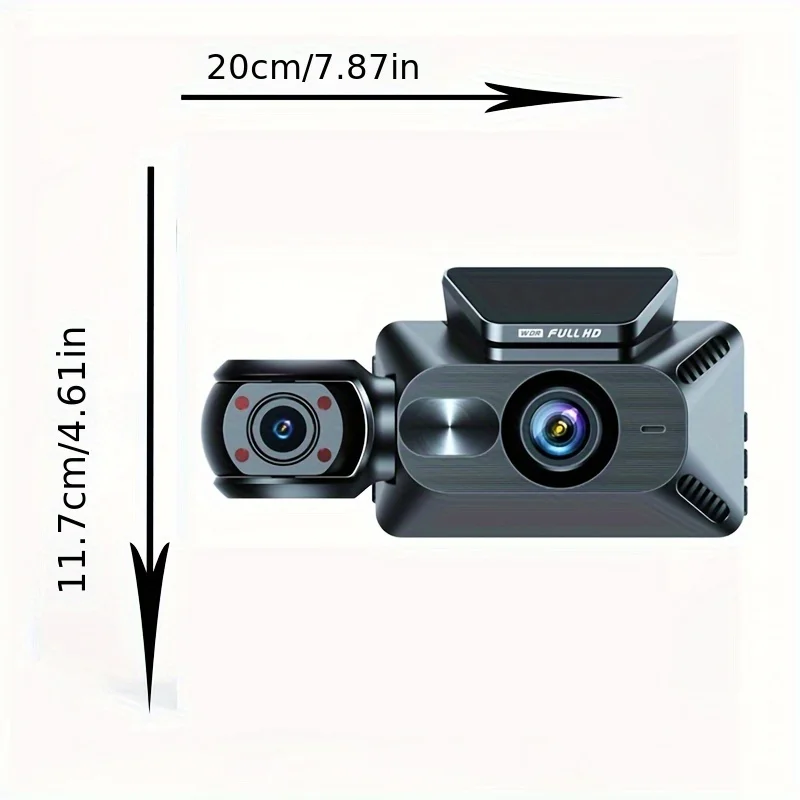 3 Channel Dashcam Full HD 1080P Front  Interior And Rear 3.0-inch IPS Screen G-sensor Infrared Night Vision Car DVR