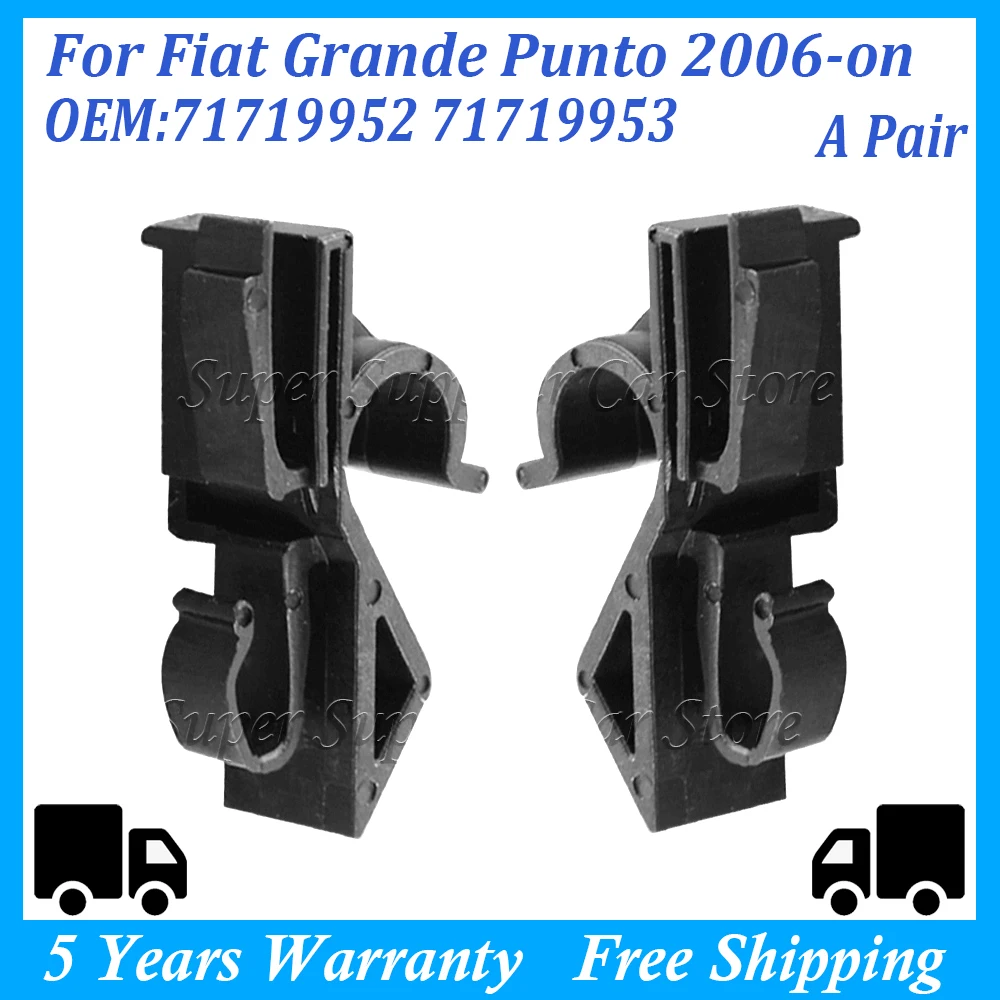 Newwyt Auto Pratico Posteriore Facile da Installare Durevole Plastica Paio Ripiano Clip di Fissaggio per Grande-Punto 2006+ 71719952 71719953 Nero ABS