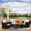4-piece Set of Outdoor Courtyard Furniture, Courtyard Conversation Sofa with Seat Cushion, Hand Woven Rattan Sofa 1