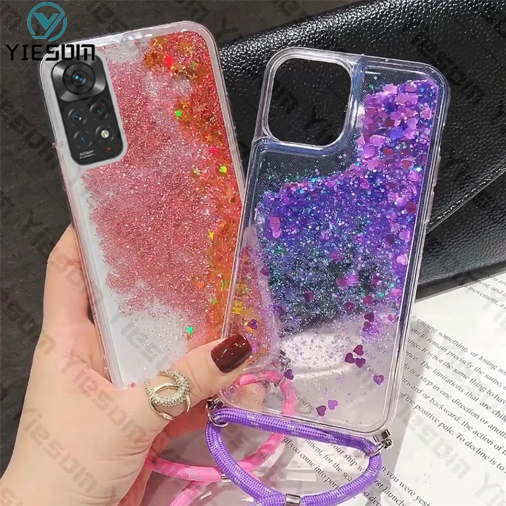 Sparkling Glitter Lanyard Case with Bling Design for Redmi Note & Redmi Series Smartphones