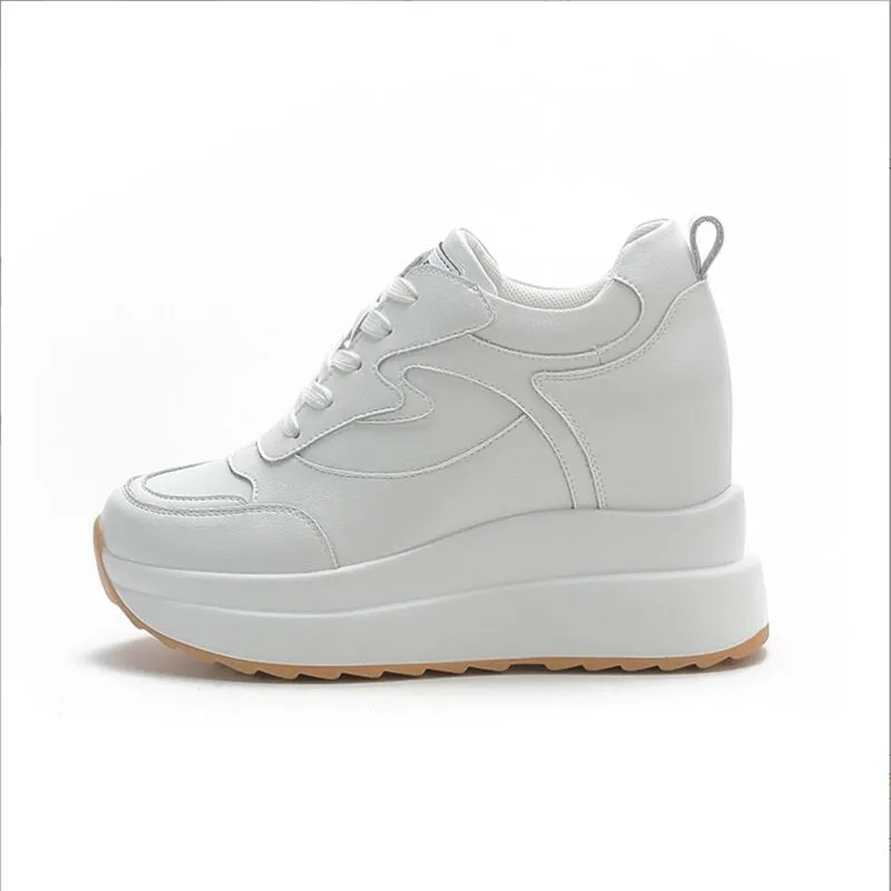 

OCQBI 10cm Platform Wedge Sneakers Chunky Shoes Genuine Leather for Women Summer Shoes Spring Autumn Walking Sneakers Fashion