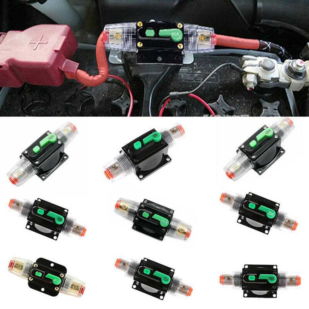 10A-100A A Circuit Breaker Fuse Reset 12V-48V DC Car Boat Auto Circuit Breaker Waterproof Rubber Boots Disconnect Fuse Holders