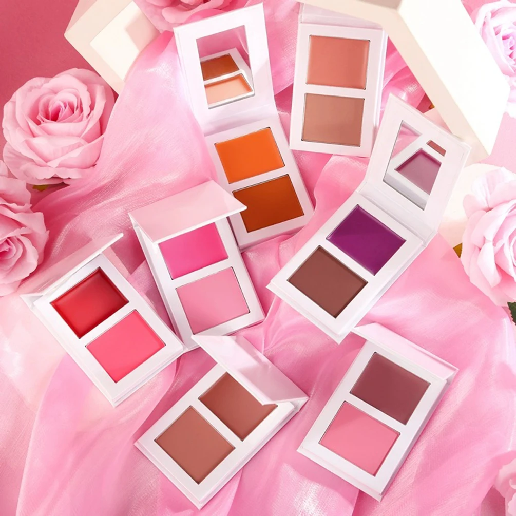 Private Label 7 Colors Blush Cream Custom Bulk Waterproof Blusher Rouge Two-color Paste Powder All-in-one Pigment Cheek Makeup 2