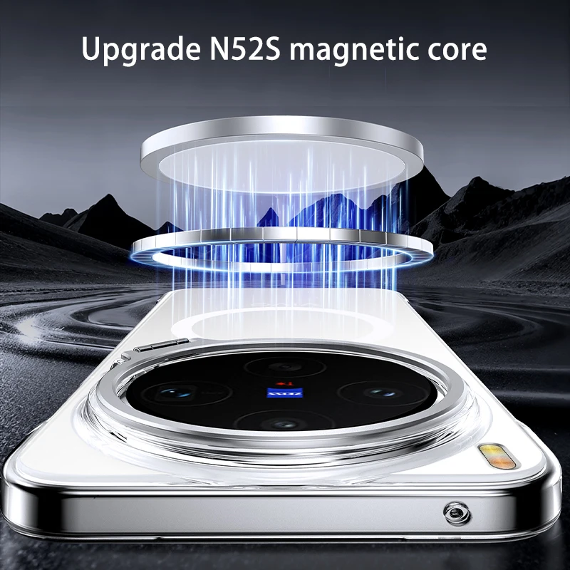 Luxury Magnetic Transparent Phone Case with Ultra Lens Protection and Magsafe Compatibility