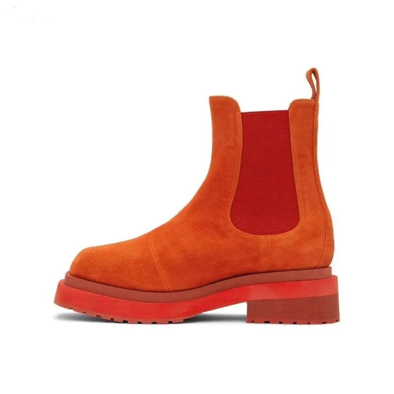 Mens Chelsea Boot Orange Boots Snow Boots Flats Shoes Men