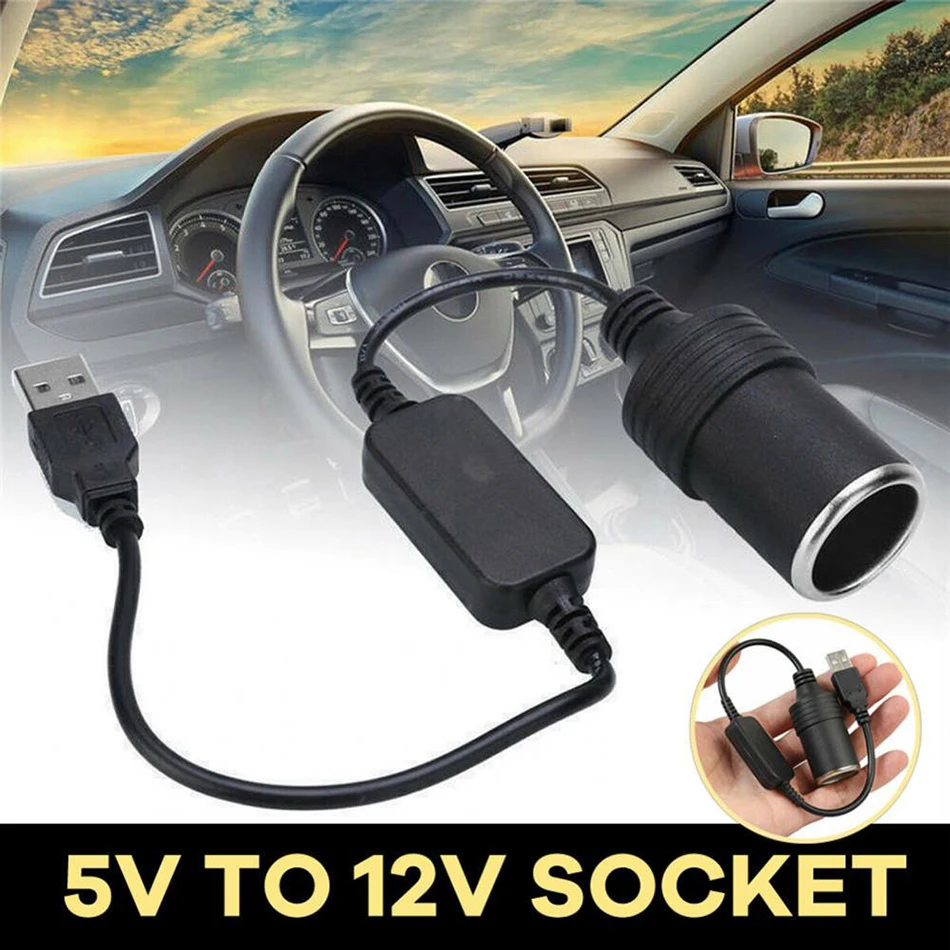 VODOOL-Adaptador de Cable hembra para mechero de coche, adaptador de 5V, USB  a 12V, 30cm, DVR, accesorios para coche - AliExpress