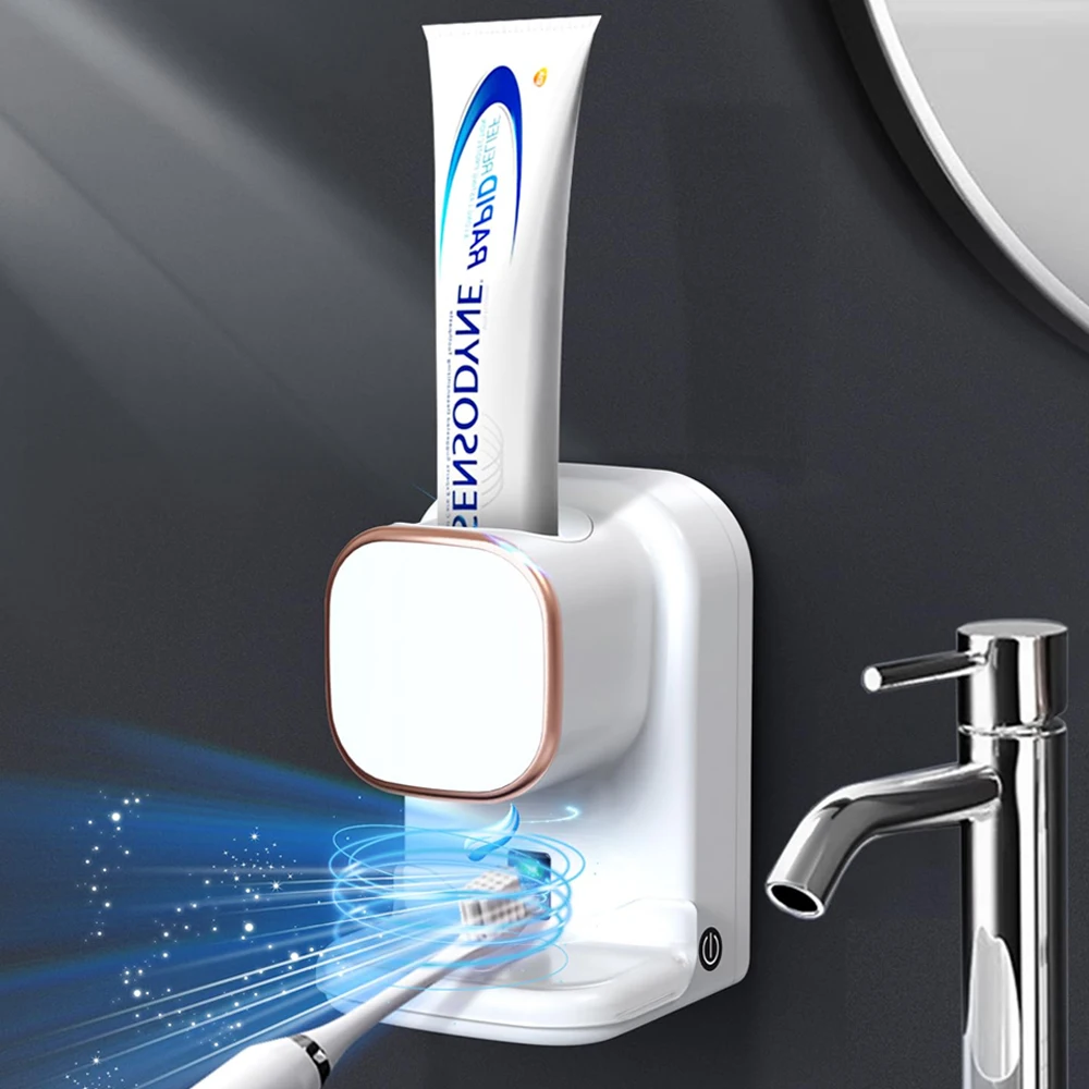 Wall Mount Automatic Toothpaste Dispenser Toothpaste Squeezer Dispenser Bathroom Toothbrush Holder Tool Bathroom Accessories Set