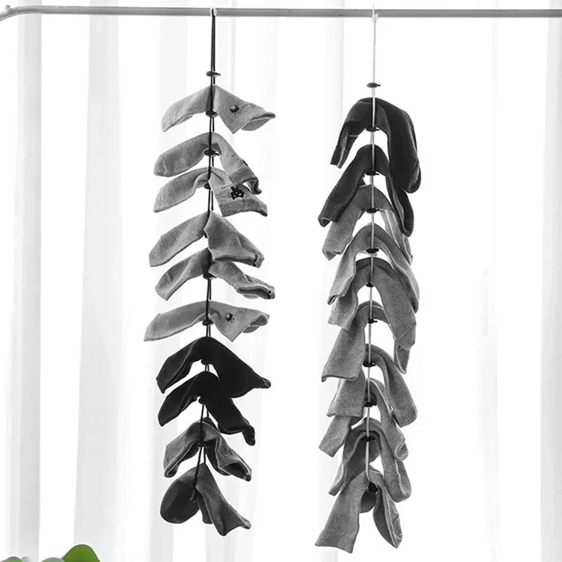Home socks hanging rope creative multi-function washing clothes basket net washing socks drying socks rack Divider Dry Tools 2