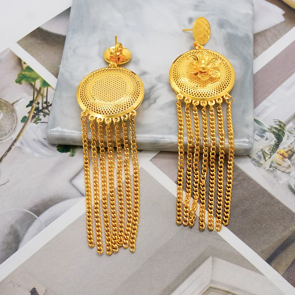 Dubai 24k Goudkleurige Sieraden Set Nigeriaanse Ketting Sieraden Set voor Vrouwen Ethiopische Afrikaanse Luxe Sieraden Huwelijksgeschenken kopen vanaf een prijs van 28