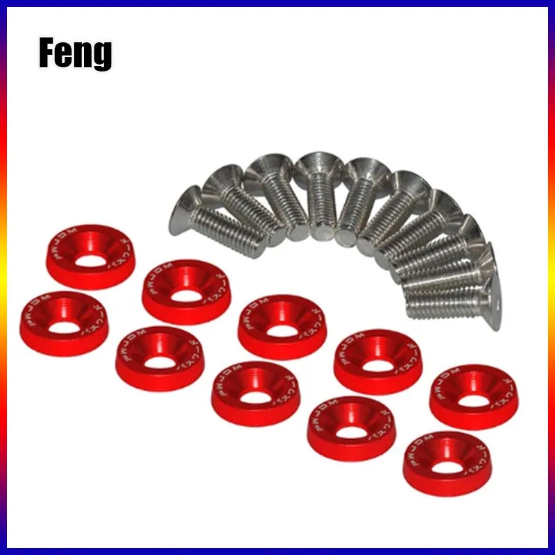 Universal JDM Car Modified Hex Fasteners Fender Washer M6 Bolt Honda Bumper Engine Concave Screws RSX EK EG DC 10 Pcs Auto Fasteners Auto Accessories Car Screws Fender Washers
