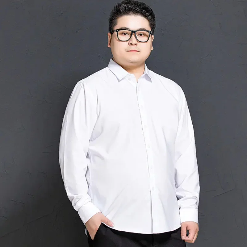 

Men 2023 Spring Autumn Fashion Solid Color Dress Shirts Male Long Sleeve Oversize Formal Business Casual Blouses I122
