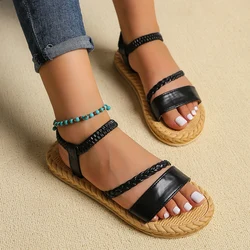 Women's fashion trend leather anti slip and wear-resistant comfortable beach outdoor college style flat heel flip flops