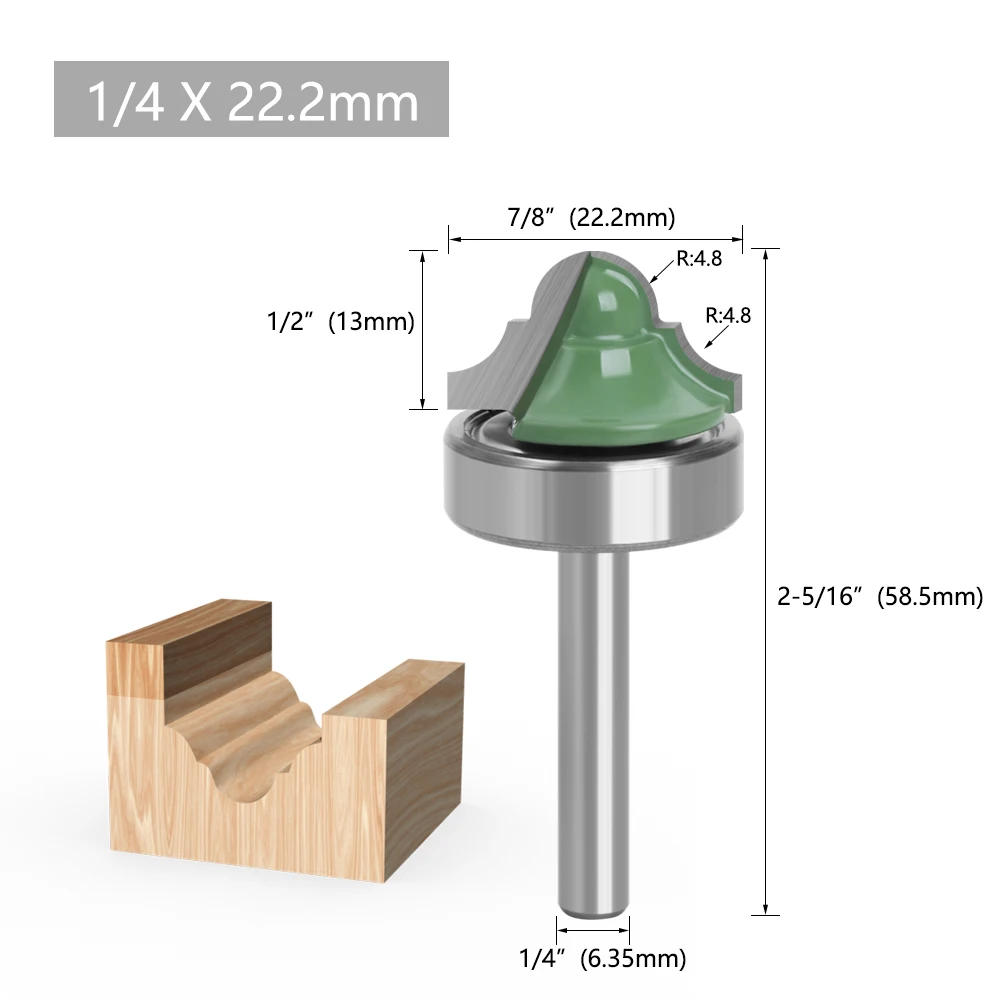 AURWOF 1pc 6,35mm Schaft Doppel Römischen Ogee Kanten Router Bit Lager Holz Linie Messer Fräser Für Holz hobbing C 0707219 GN – Detail 3