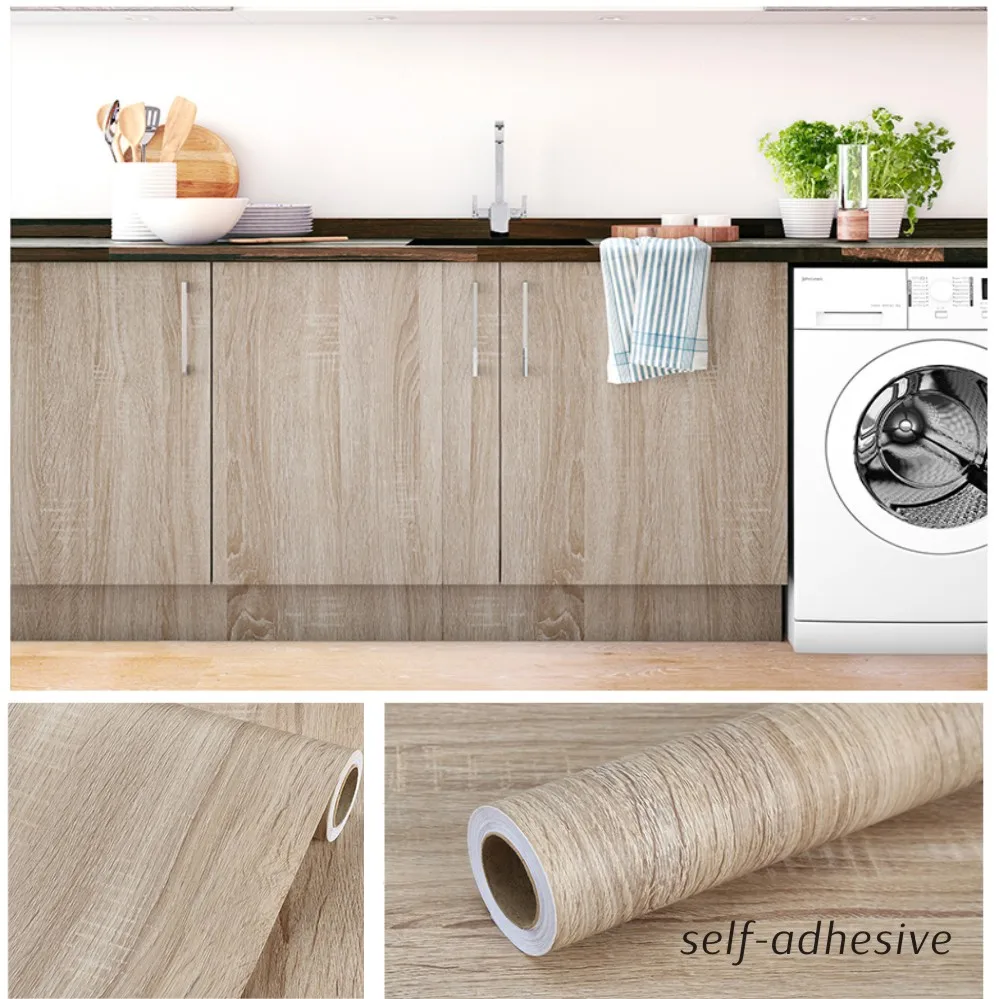 55cm Vinyl Waterproof Wood Grain 3D Stickers for Wardrobe Cupboard Table Closet Furniture PVC Self Adhesive Wallpaper Home Decor 5