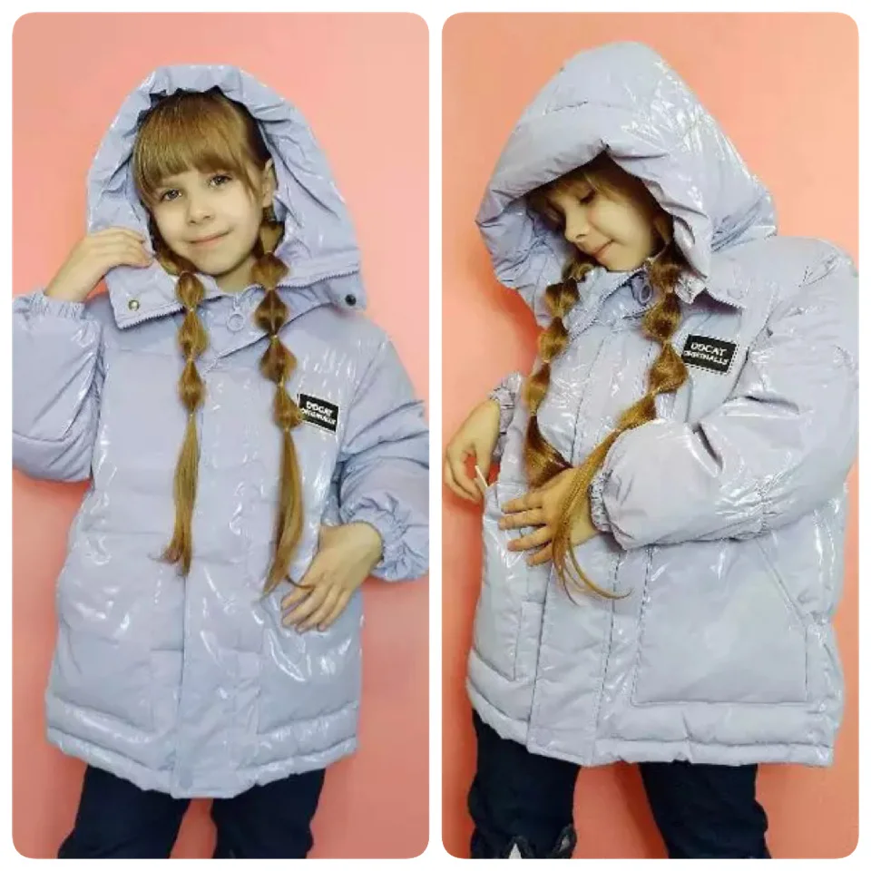 Winter Kids Jacket Down Cotton Padded Coat for Girl Autumn Waterproof Warm Hooded Suit Teen Boy Windproof Glossy Outerwear