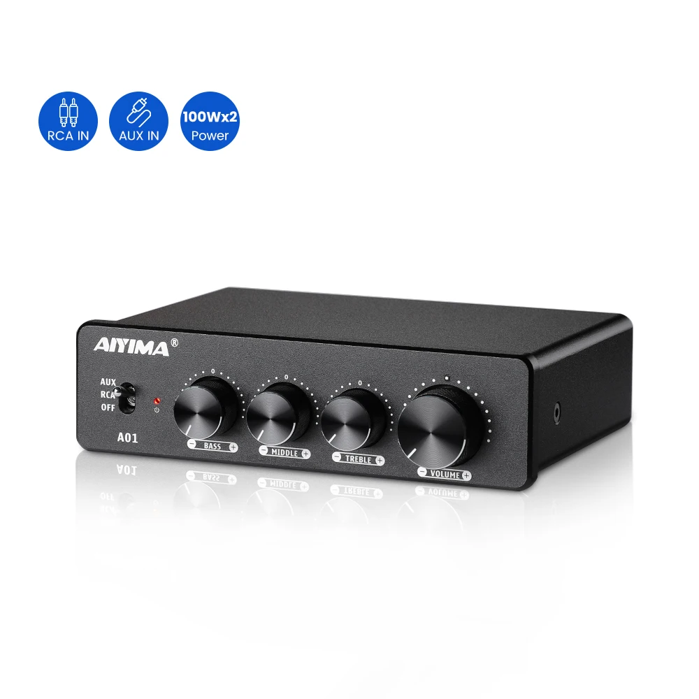 AIYIMA A01 TPA3116 Sound  Amplifier Audio NE5532 HiFI 2.0 Channel Stereo Power Amp RCA AUX 100Wx2 For Home Theater System aiyima tpa3255 bluetooth sound amplifier audio high power amplifiers class d 2 0 channel 300w 2 stereo amp hd lossless