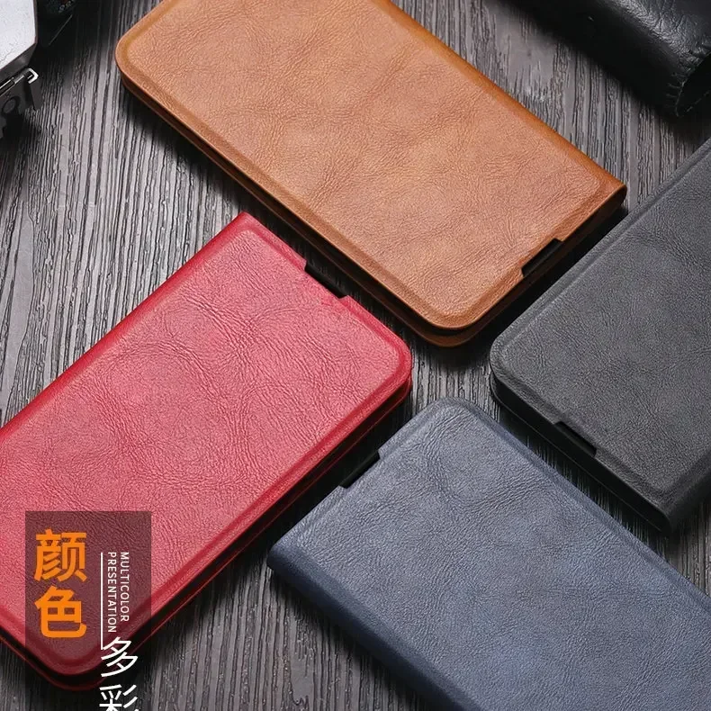 Luxury Leather Retro Book Flip Case with Magnetic Auto Closure and 360-Degree Protection