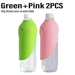 Portable Foldable Pet Water Dispenser with Interchangeable Bottle for Outdoor Feeding and Drinking (Green Pink 2pcs)