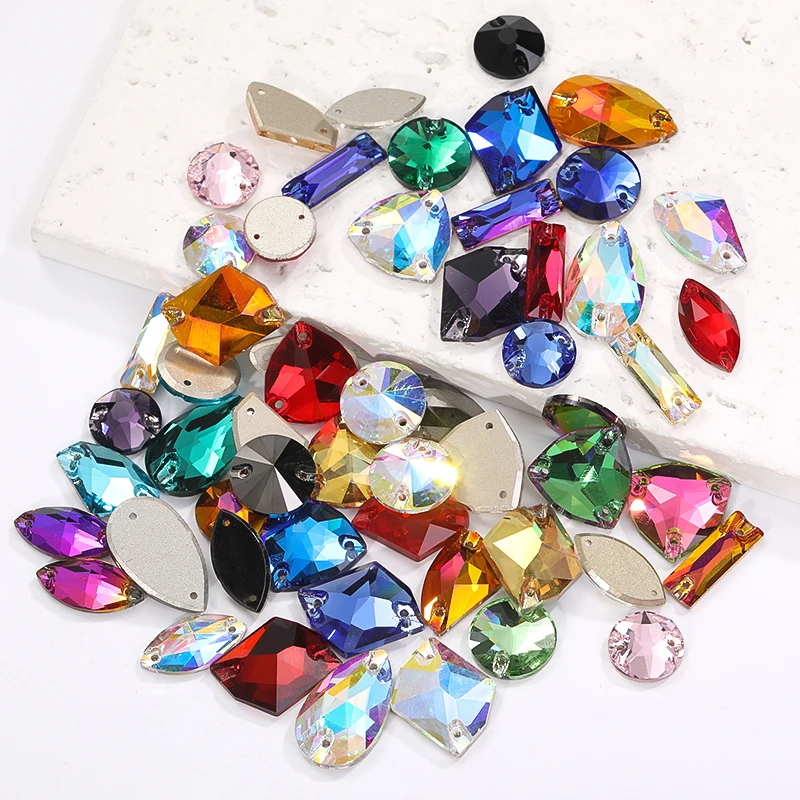 Mix Color Glass Beads Sew on Rhinestones For Clothing Stone
