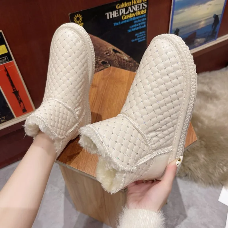 

Botas de neve de pele feminina quente 2022novo outono e inverno couro с защитой от воды более veludo grosso хлопок sapat