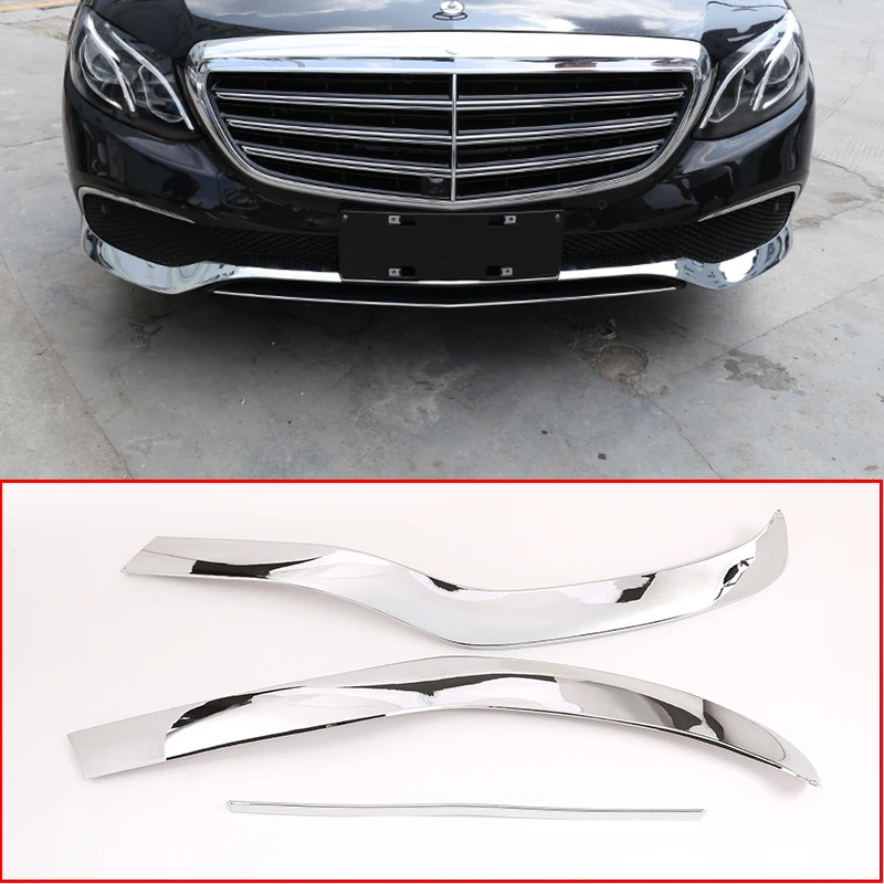 

3 Pcs For Mercedes Benz E Class W213 2016-2019 ABS Chrome Front Bumper Plate Car Accessories