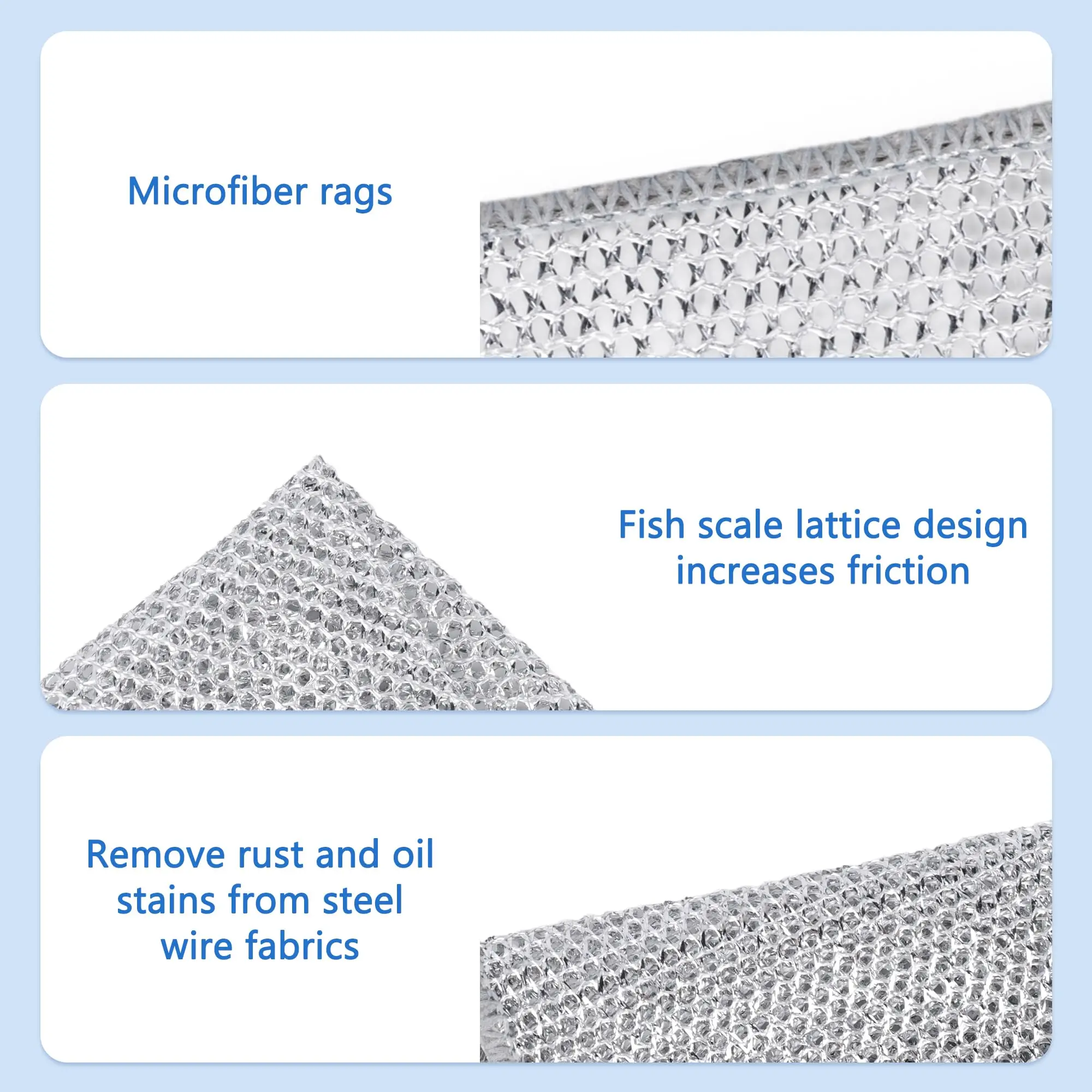 10Pcs Wire Dishwashing Rags, Double-Layer Steel Wire Cleaning Cloth, Non-Scratch Steel Wool Scrubber Cleaning Pads for Kitchen 4