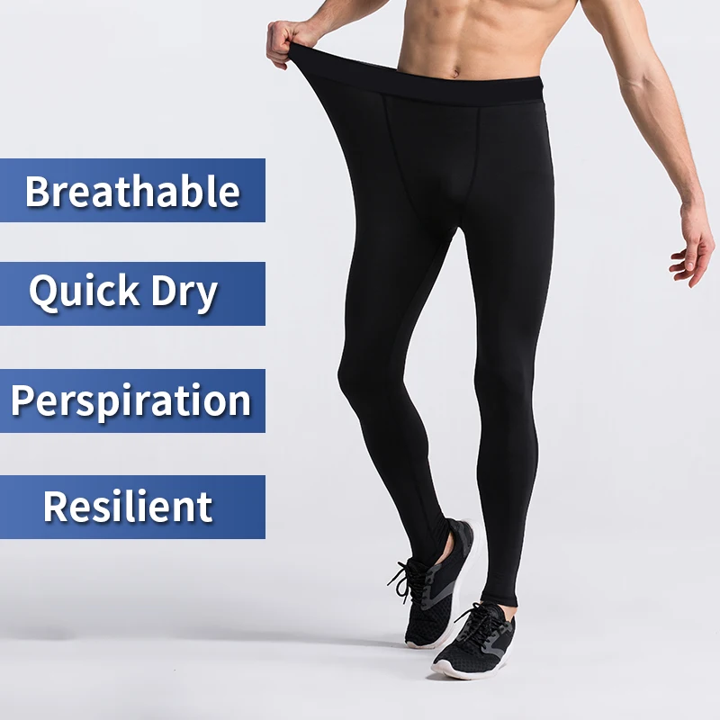 Mens Gym Compression Leggings Sport Training Pants Dry Fit Running Tights Fitness Basketball Jogging Workout Trousers Polyester