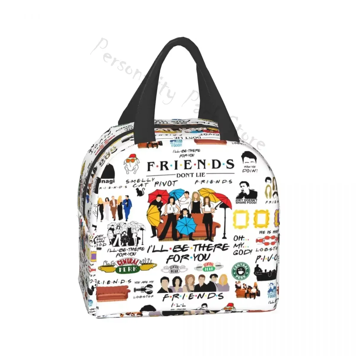 

Funny TV Show Friends Collage Thermal Insulated Lunch Bag Portable Lunch Container for Work School Picnic Multifunction Food Box