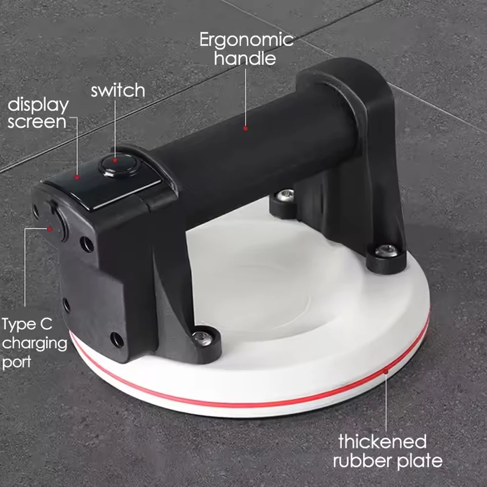 6inch Smart Display Electric Vacuum Suction Cup 200KG Heavy Duty Granite Tile Glass Lifter with 2000mAh Battery and Box Storage