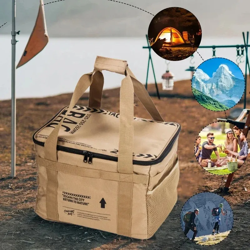 30-40L Outdoor Large Capacity Tactical Storage Bag with Cookware Anti-Collision Gas Tank Storage Bag Camping Picnic Pack