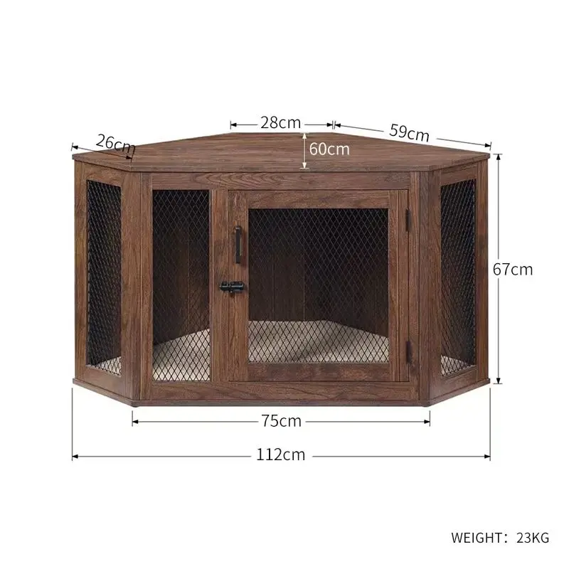 Gabbia Per Cani In Legno Con Doppie Porte Scorrevoli - 105x58x75.4cm - Cuccia E Mobile Multifunzione