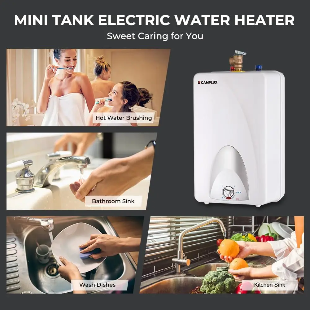 Mini Tank Electric Water Heater ME40 4.0 Gallons, Point of Use No Wait for Hot Water Under Kitchen Sink 120V 1440W, Wall