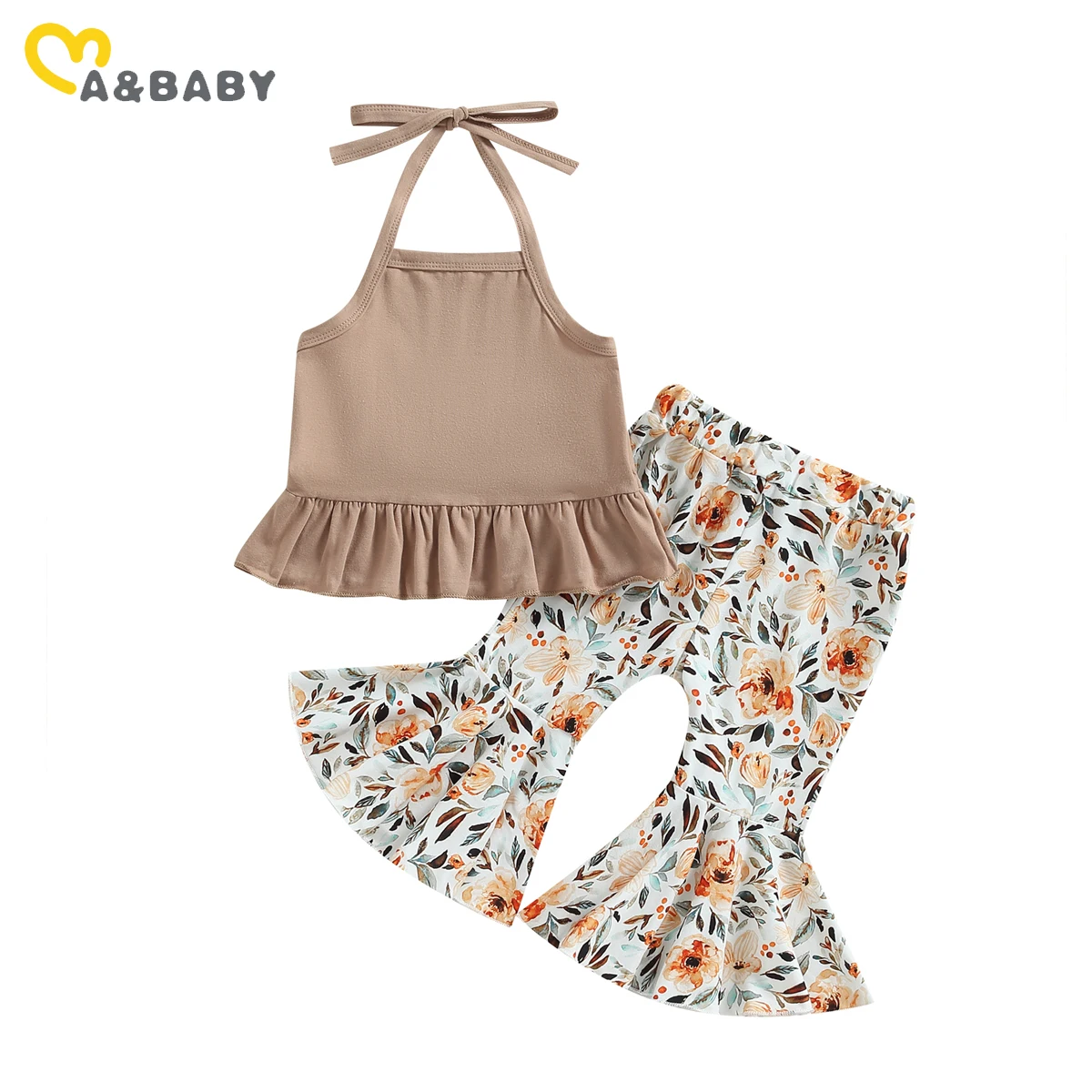 

ma&baby 0-24M Newborn Baby Girls Clothes Sets Toddler Infant Summer Outfits Ruffles Sleeveless Tops Floral Print Flare Pants