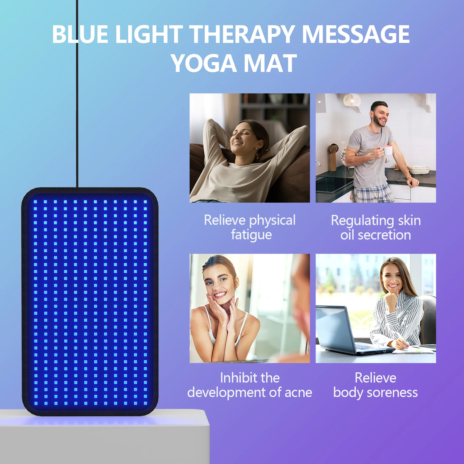 30W Solarium Tanning Lamp Mat 360PCS Blue Light Pad 460+490nm Wavelength 100*60cm UV Free Natural Bronze Tanning Mat full Body