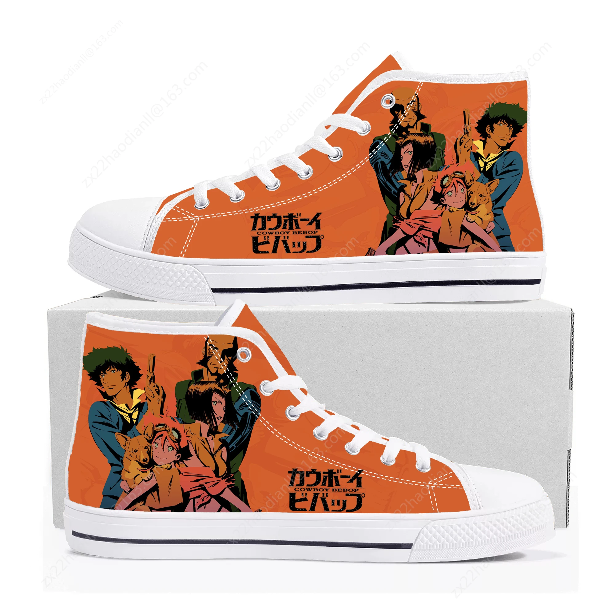 Hot Anime Manga Cartoon Cowboy Bebop High Top Sneakers Mens Womens Teenager Canvas High Quality Sneaker Couple Shoes Custom Shoe